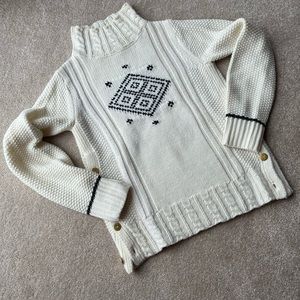 J. Crew Womens The Reeds Cable Knit Turtleneck Sweater Size XS